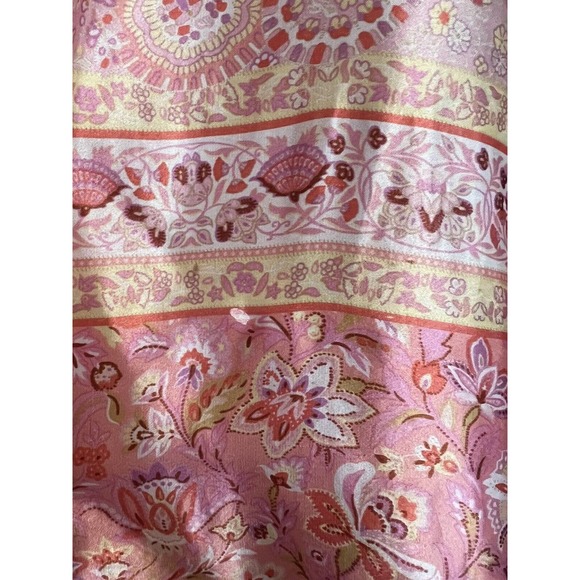Oscar de la Renta Neiman Marcus Robe Silky Size Large Flowers Paisley Colorful - Picture 6 of 6
